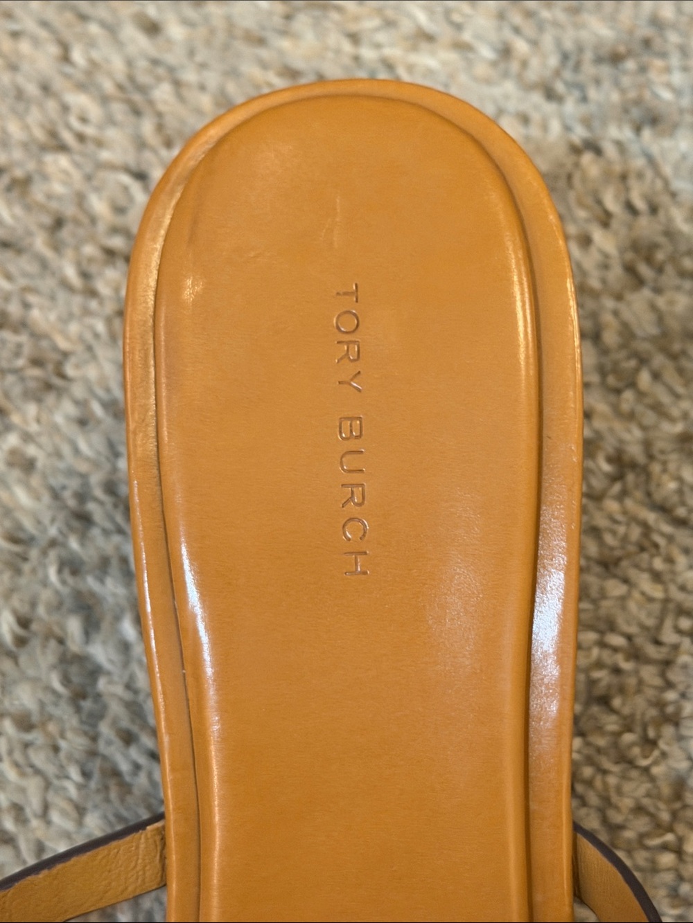 Tory Burch Miller Double Strap Leather Slide Sandals Gold Kitten Heel Tan SZ 11 - Picture 6 of 10
